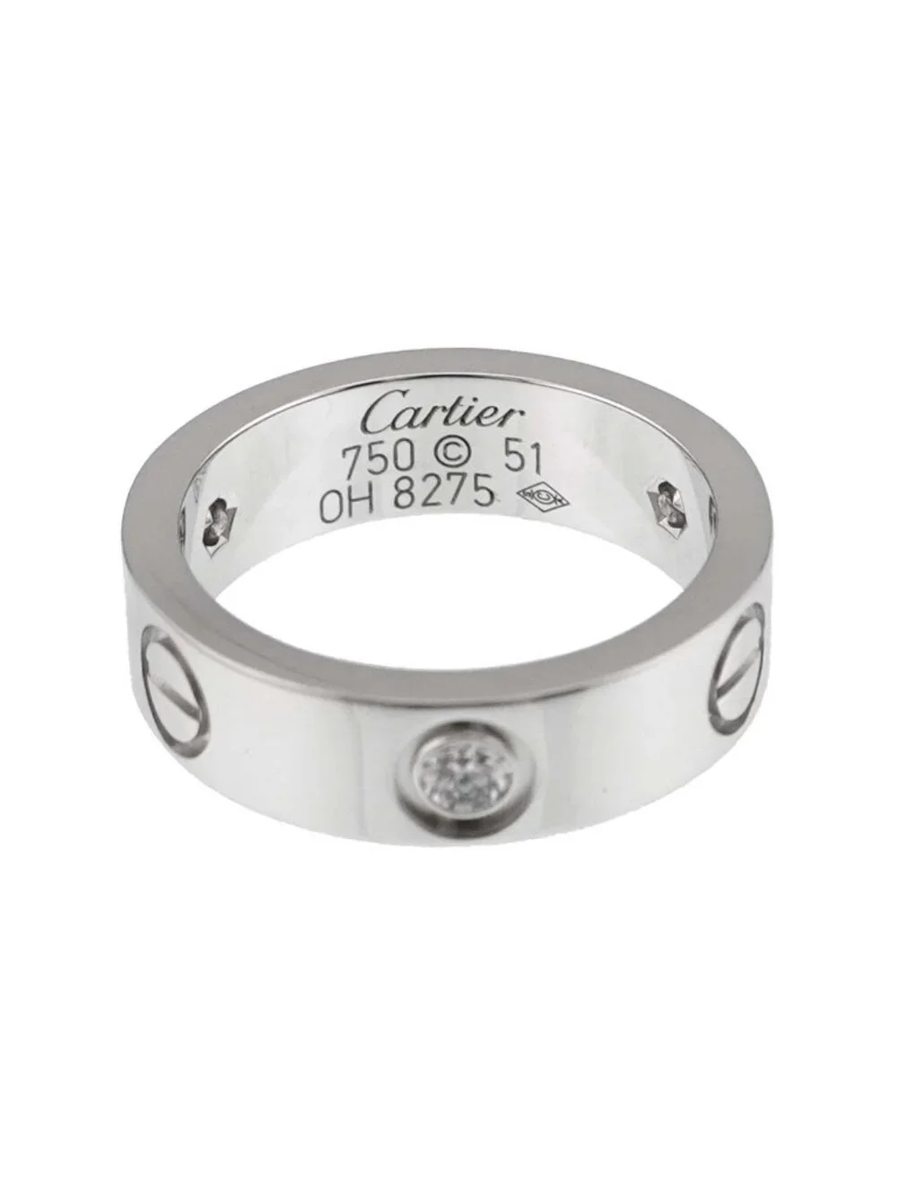 Cartier Love 51 Ring Half Diamond 18k WG White Gold 750
